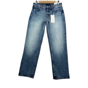 Zara Low Rise Straight Jeans sz 8 Blue relaxed boho retro Y2K 90s